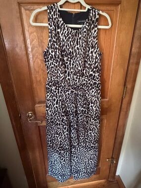 Banana Republic Sleeveless Leopard Print Jumpsuit - Black & Cream Size 8